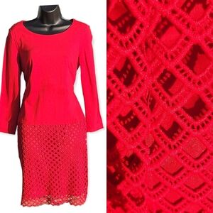 Laundry By Shelli Segal Womens 8 Red Dress Lined Long Sleeve NWT